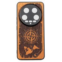 Drewniane Etui Bewood do Xiaomi 14 Ultra RÓŻA WIATRÓW MERBAU