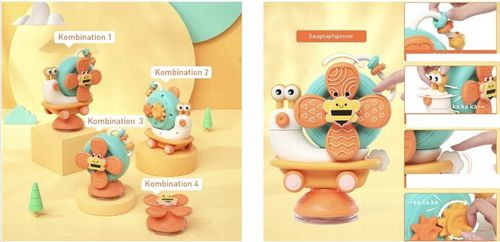 INTERAKTYWNY SENSORYCZNY ŚLIMAK 4w1 SPINER Z PRZYSSAWKĄ DLA NIEMOWLĄT na Arena.pl