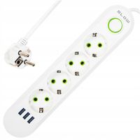PRZEDŁUŻACZ LISTWA ZASILAJĄCA WŁĄCZNIK 3x USB 4 GNIAZDA 2m