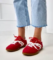 Czerwone sneakersy trampki damskie z wstawką Malkan 36