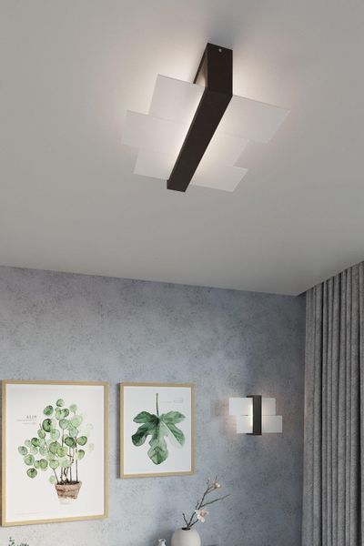 Plafon LAMPA sufitowa SL.0074 szklana OPRAWA drewno wenge zdjęcie 5