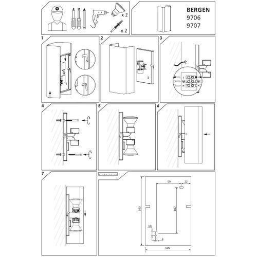 Kinkiet LAMPA ścienna BERGEN 9706 Nowodvorski metalowa OPRAWA prostokątna biała na Arena.pl