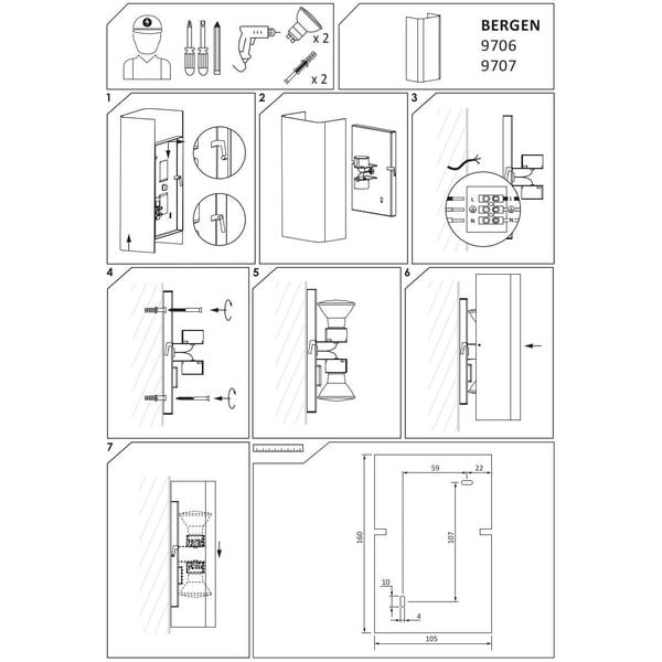 Kinkiet LAMPA ścienna BERGEN 9706 Nowodvorski metalowa OPRAWA prostokątna biała zdjęcie 5