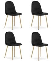Krzesło tapicerowane PADVA czarne aksamit nogi dąb do jadalni x4 szt.
