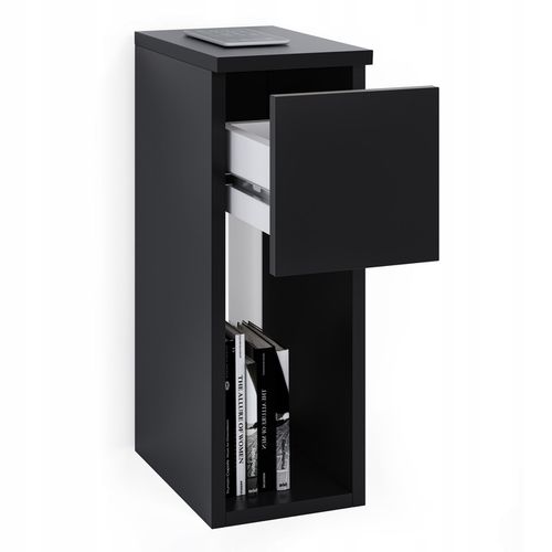 SZAFKA NOCNA CZARNA WĄSKA 20CM Z SZUFLADĄ I PÓŁKĄ LOFT STOLIK NOCNY na Arena.pl