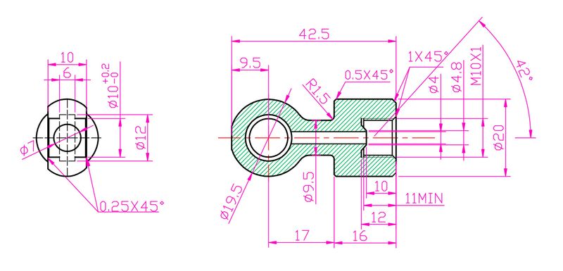 ŁPS-41 Łącznik przewodu hamulcowego Oczko fi10 - M10x1 DF zdjęcie 2