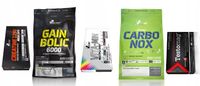 OLIMP ZESTAW ODŻYWEK NA MASĘ RZEŹBĘ SIŁĘ PROMOCJA CARBON GAINER KREATYNA