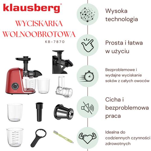 sokowirówka wyciskarka wolnoobrotowa klausberg kb-7870 na Arena.pl