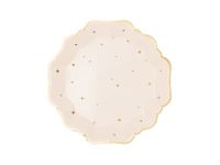 Talerzyki papierowe kremowe w złote gwiazdki, 21 cm 6 szt.