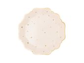 Talerzyki papierowe kremowe w złote gwiazdki, 21 cm 6 szt.