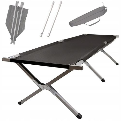 Łóżko polowe składane turystyczne kanadyjka czarne 150kg na Arena.pl