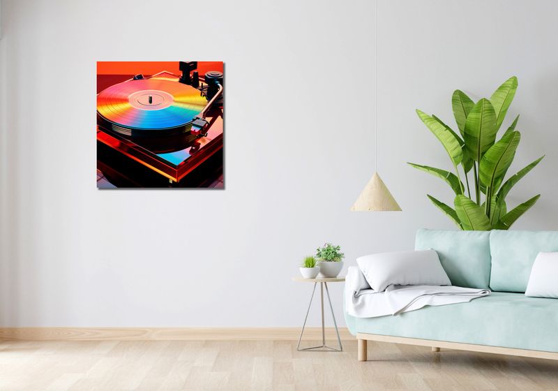 Obraz 70x70cm Wibracje Retro Winyli zdjęcie 2