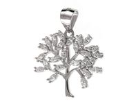 Elegancki rodowany srebrny wisiorek drzewo życia tree of life cyrkonie srebro 925 W0308