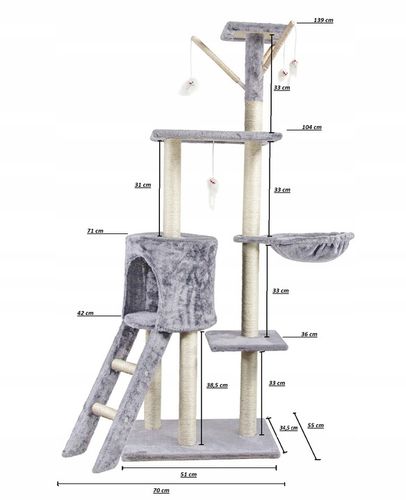 Drapak dla kota drzewo legowisko Domek 138cm F014 na Arena.pl