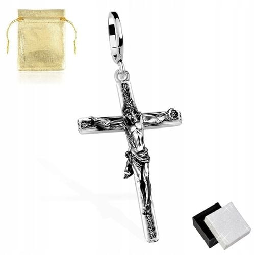 KRZYŻYK DO GRUBEGO ŁANCUSZKA SREBRO 925 DUŻY MĘSKI KRZYŻ SREBRO PRÓBA 925 na Arena.pl