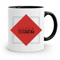 Kubek Czarny Prezent Dentysty Super Dentist Z Nadrukiem Ze Zdjęciem