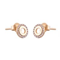 Złote Kolczyki Sztyfty Koło Cyrkonie