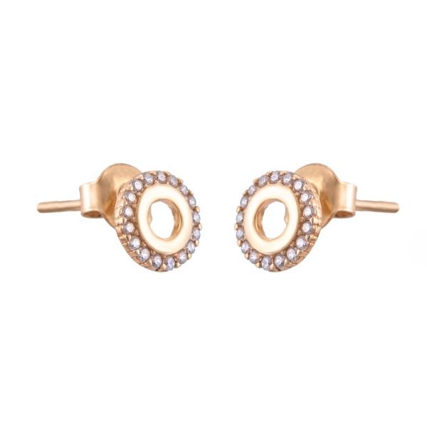 Złote Kolczyki Sztyfty Koło Cyrkonie zdjęcie 1