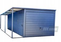 GARAŻ BLASZANY 3m x 5m + wiata 1m. poziom - spad tył - Brama uchylna - antracyt grafit BOX62 3x5