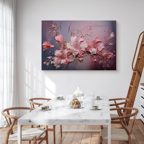 Obraz Ścienny Do Salonu Różowe Kwiaty Abstrakcja Abstrakcja 90cm x 60cm na Arena.pl