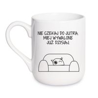 KUBEK „NIE CZEKAJ DO JUTRA. MIEJ WYWALONE JUŻ DZIŚ” Wzór - Elegant Coffee 330 ml