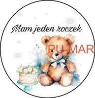 Opłatek na tort Urodziny Roczek Chrzest Miś Misiu