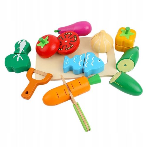 KLOCKI MAGNETYCZNE DREWNIANE OWOCE WARZYWA KLOCKI DUŻY ZESTAW MONTESSORI na Arena.pl