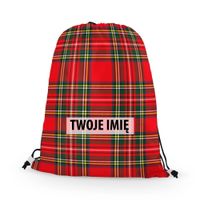 WORKO-PLECAK z Twoim imieniem Czerwona krata 004
