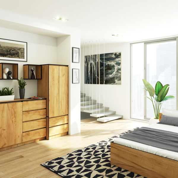 Szafa do sypialni STAR S 60 cm 2 drzwi 2 szuflady - dąb craft zdjęcie 5