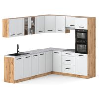 Kuchnia Nowoczesna 4.6m Marra Narożna Z Blatem Pojemna Duża Wotan Biała Mat