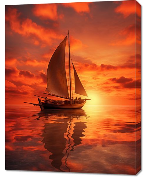 Obraz 70x90cm Pod Żaglami Zachodu Słońca zdjęcie 1