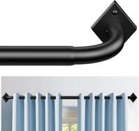 Karnisz Regulowany Metalowy 85 228 cm Czarny Mat 25 mm do Zasłon Sypialnia