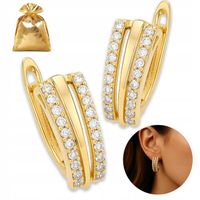 ZŁOTE KOLCZYKI ZE STALI CHIRURGICZNEJ ANGIELSKIE Z CYRKONIAMI ELEGANCKIE