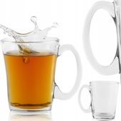 KUBEK SZKLANY Z UCHEM SZKLANKA DO KAWY HERBATY 315 ML GRUBE SZKŁO