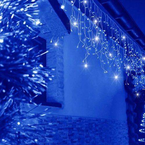 SOPLE 500 LED KURTYNA LAMPKI ZEWNĘTRZNE NIEBIESKIE + FLASH ZIMNY BIAŁY 15M na Arena.pl