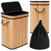 Kosz na pranie brudną bieliznę składany bambusowy organizer zabawki duży