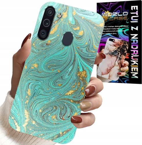 ETUI DO SAMSUNG GALAXY A21 - MARMURKOWE WZORY + SZKŁO HARTOWANE na Arena.pl