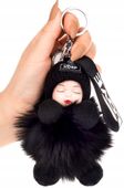 Brelok do kluczy torebki lalka pompon laleczka  N30_Czarny
