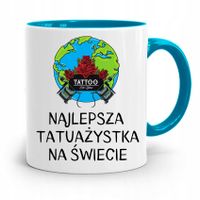 Dla Tatuażystki Tatuażysty Kubek Błękitny Prezent Z Nadrukiem Ze Zdjęciem