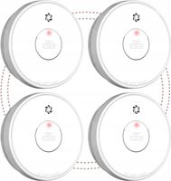 CZUJNIK DYMU BEZPRZEWODOWY ZESTAW 4 SZTUK ALARM ZA258 120MM