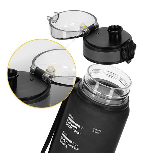 BUTELKA BIDON NA WODĘ NAPÓJ TRITANOWA SZCZELNA SPORTOWA Z PODZIAŁKĄ 650 ml na Arena.pl