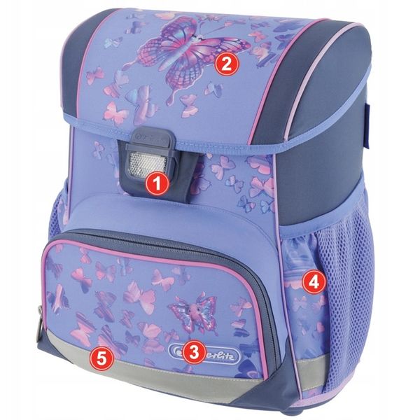 TORNISTER SZKOLNY HERLITZ LOOP PLUS MOTYLE ZESTAW PIERWSZA KLASA zdjęcie 12