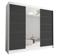 Szafa przesuwna DAVOS VI z lustrem 250cm - garderoba- BIAŁY/CZARNY