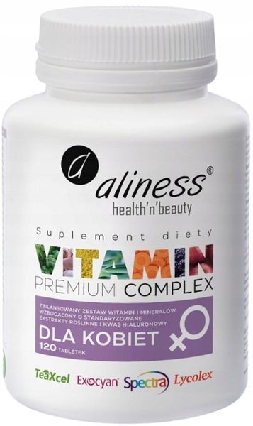 Aliness WITAMINY I MINERAŁY kompleks DLA KOBIET Kwas hialuronowy Selen zdjęcie 1
