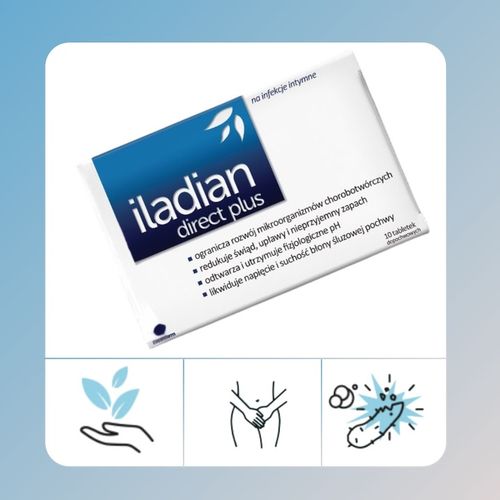 Iladian Direct Plus tabletki dopochwowe wsparcie przy infekcjach 10 tabl. na Arena.pl
