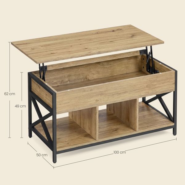 Stolik kawowy loft 100x50 cm dąb artisan wysuwany blat zdjęcie 4