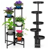 Kwietnik metalowy 78,5 cm stojak na kwiaty z 5 półkami loft nowoczesny czarny