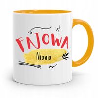 Dla Niani Opiekunki Kubek Żółty Na Prezent Z Nadrukiem Ze Zdjęciem