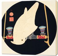 Obraz 90x90cm A White Macaw, Jakuchu Japoński Vintage