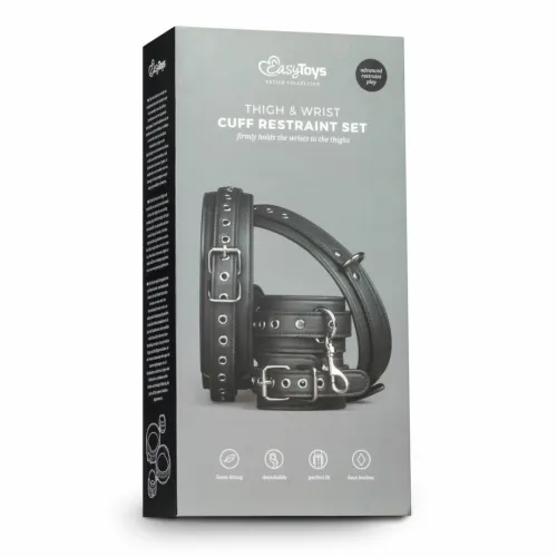 easytoys zestaw mankietow na uda i nadgarstki, regulowane, czarne na Arena.pl